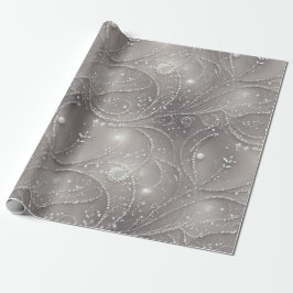 Papel De Regalo Gris elegante, varas de perlas, perlas y luz