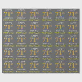 Papel De Regalo Gris, falso oro "FELIZ CUMPLEAÑOS 71"