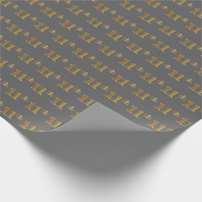 Papel De Regalo Gris, Faux Gold 11º (Undécimo) Evento (Esquina)