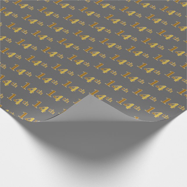 Papel De Regalo Gris, Faux Gold 14th (decimocuarto) Event (Esquina)