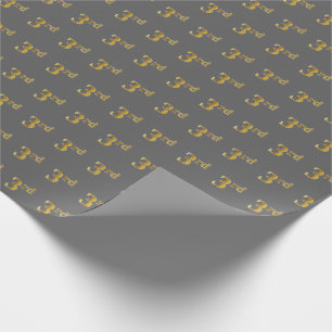 Papel De Regalo Gris, Faux Gold 3rd (Third) Event Wrapping Paper