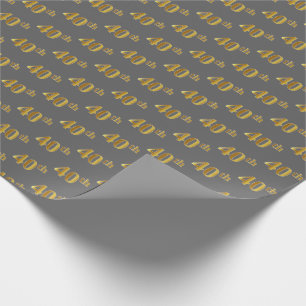 Papel De Regalo Gris, Faux Gold 40th (cuadragésimo) Event