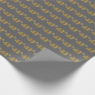 Papel De Regalo Gris, Faux Gold 40th (cuadragésimo) Event