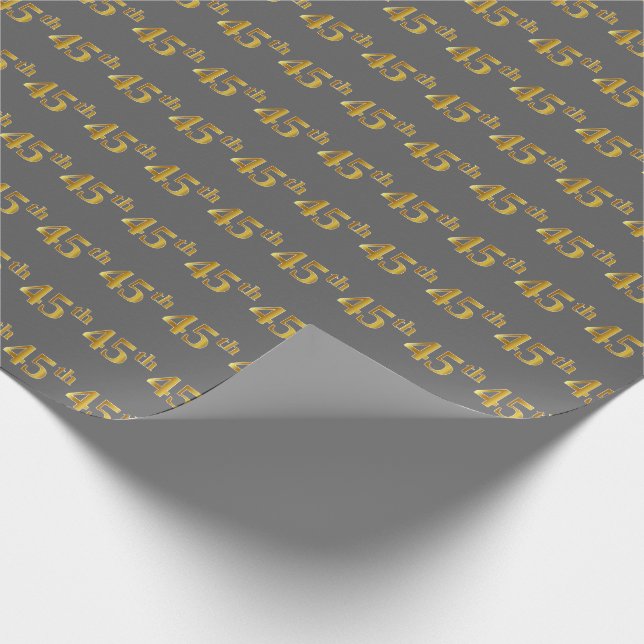 Papel De Regalo Gris, Faux Gold 45º (45º) Evento (Esquina)