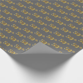 Papel De Regalo Gris, Faux Gold 50 (50º) Evento