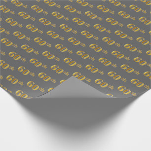 Papel De Regalo Gris, Faux Gold 60º (Sexagésimo) Evento