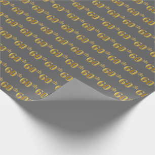 Papel De Regalo Gris, Faux Gold 60º (Sexagésimo) Evento