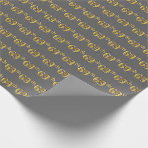 Papel De Regalo Gris, Faux Gold 69º (Sexagésimo Noveno) Evento