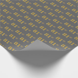 Papel De Regalo Gris, Faux Gold 81st (Ochenta Y Primer) Evento