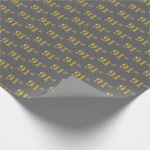 Papel De Regalo Gris, Faux Gold 91st (Noventa Y Primer) Evento