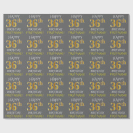 Papel De Regalo Gris, Faux Gold "FELIZ 36º CUMPLEAÑOS"