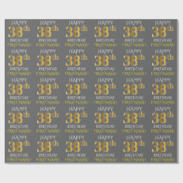 Papel De Regalo Gris, Faux Gold "FELIZ 38º CUMPLEAÑOS"