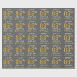 Papel De Regalo Gris, Faux Gold "FELIZ 86º CUMPLEAÑOS"