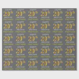 Papel De Regalo Gris, Faux Gold "FELIZ DÍA 20"