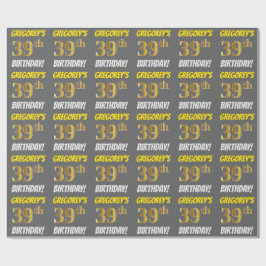 Papel De Regalo Gris, Faux/Imitation Gold, "39th BIRTHDAY"