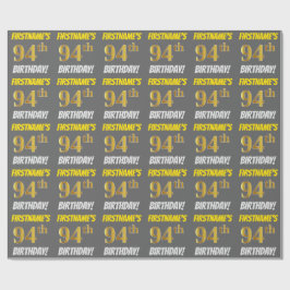 Papel De Regalo Gris, Faux/Imitation Gold, "94th BIRTHDAY"
