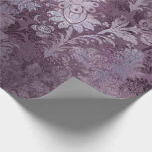 Papel De Regalo Gris floral apenado damasco real del ciruelo