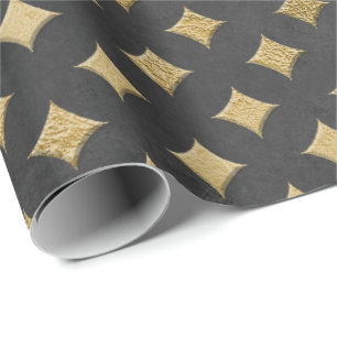 Papel De Regalo Gris Gold Grungy Diamond Cut Art Deco Grafito