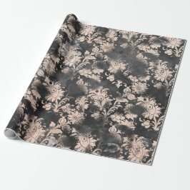 Papel De Regalo Gris gráfico Skinny Floral Grungy Shabby Chic