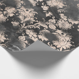 Papel De Regalo Gris gráfico Skinny Floral Grungy Shabby Chic
