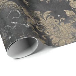 Papel De Regalo Gris Grafito Sepia Negro Floral Grungy Cottage