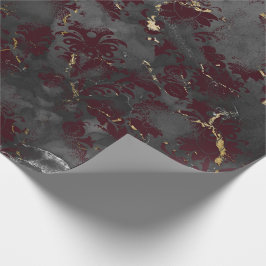 Papel De Regalo Gris Gray Marble Floral Grungy Shabby Borgoña