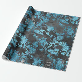 Papel De Regalo Gris Gris Blue Floral Grungy Shabby