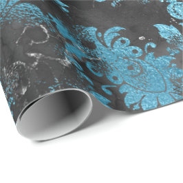 Papel De Regalo Gris Gris Blue Floral Grungy Shabby