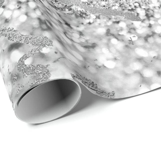 Papel De Regalo Gris gris plateado estremece Mármol brillante Meta (Esquina del rollo)