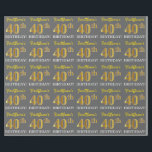 Papel De Regalo Gris, Imitation Gold Look "40th BIRTHDAY"<br><div class="desc">Este diseño de papel envolvente incluye un mensaje como "¡El CUMPLEAÑOS 40 de FirstName!", en el que el "40" tiene un aspecto de color falso/imitación dorado. El nombre se puede personalizar y el fondo es gris de color (gris). Tal vez podría usarse cuando se envuelven regalos para el cuadragésimo cumpleaños...</div>
