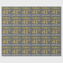 Gris, Imitation Gold Look "41st BIRTHDAY"