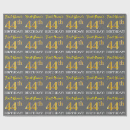 Papel De Regalo Gris, Imitation Gold Look "44th BIRTHDAY"