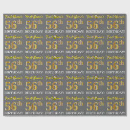 Papel De Regalo Gris, Imitation Gold Look "56th BIRTHDAY"