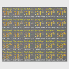 Papel De Regalo Gris, Imitation Gold Look "58th BIRTHDAY"