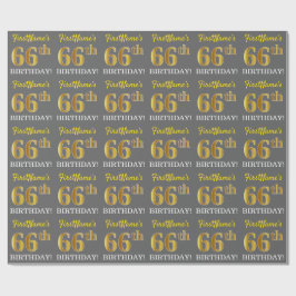 Papel De Regalo Gris, Imitation Gold Look "66th BIRTHDAY"
