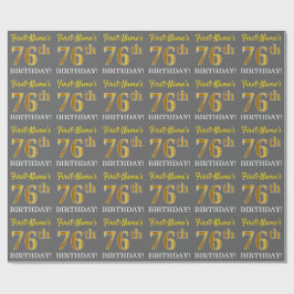 Papel De Regalo Gris, Imitation Gold Look "76th BIRTHDAY"