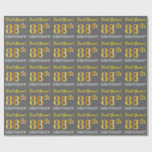 Papel De Regalo Gris, Imitation Gold Look "88th BIRTHDAY"