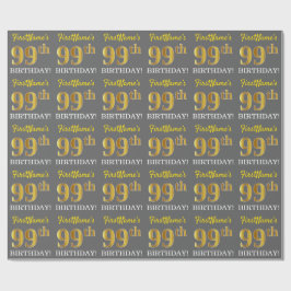 Papel De Regalo Gris, Imitation Gold Look "99th BIRTHDAY"