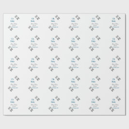 Papel De Regalo Gris mariposa azul bebé ducha oh bebé ext moderno