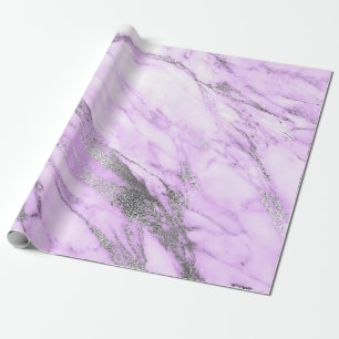 Papel De Regalo Gris morado Plata Marble Blanco Brillo brillante