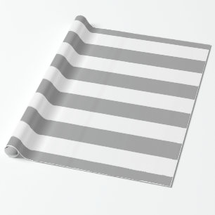 Papel De Regalo Gris oscuro, blanco patrón de rayas XL