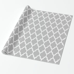 Papel De Regalo Gris oscuro blanco XL Morisco Quatrefoil #4