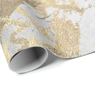 Papel De Regalo Gris plateado Fóxier oro Mármol brillante metálico