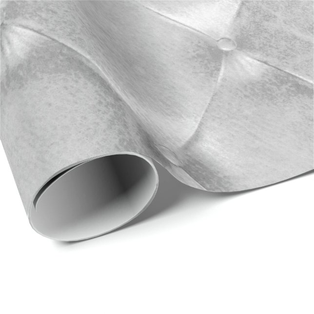Papel De Regalo Gris plateado Lujo Opulento Cuero Tubado VIP (Esquina del rollo)