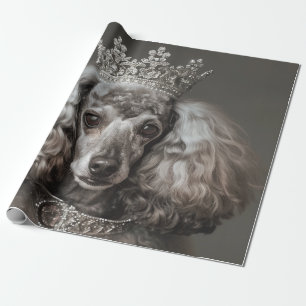 Papel De Regalo Gris Poodle vestido de princesa