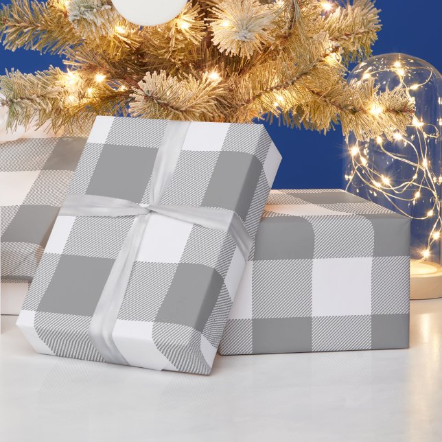 Papel De Regalo Gris rústico de granja Búfalo Check Plaid (Vacaciones)