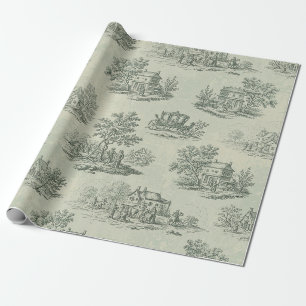 Papel De Regalo Gris Suave Toile de Granja Rústica Campo