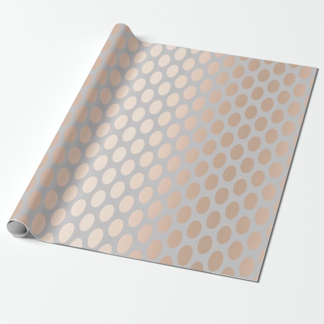 Papel De Regalo Gris subió polluelo elegante del modelo de lunares (Desenrollado)