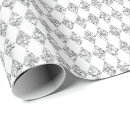 Papel De Regalo Gris White Diamond Cut Glam Purpurina Sparkly