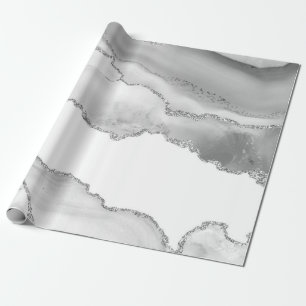 Papel De Regalo Gris White Marble Agble Simple Silver Purpurina